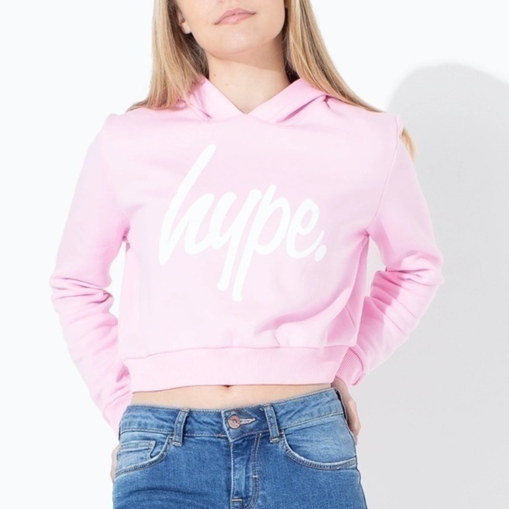NWOT just hype hoodie sweatshirt crop in pink size 16 UK L/XL U.S.